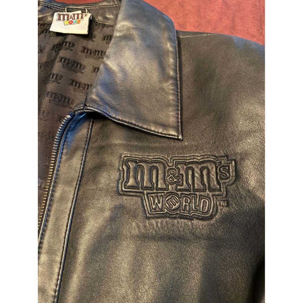 Vintage M&M's World Genuine Leather Jacket Women's L Rare Collectible Black